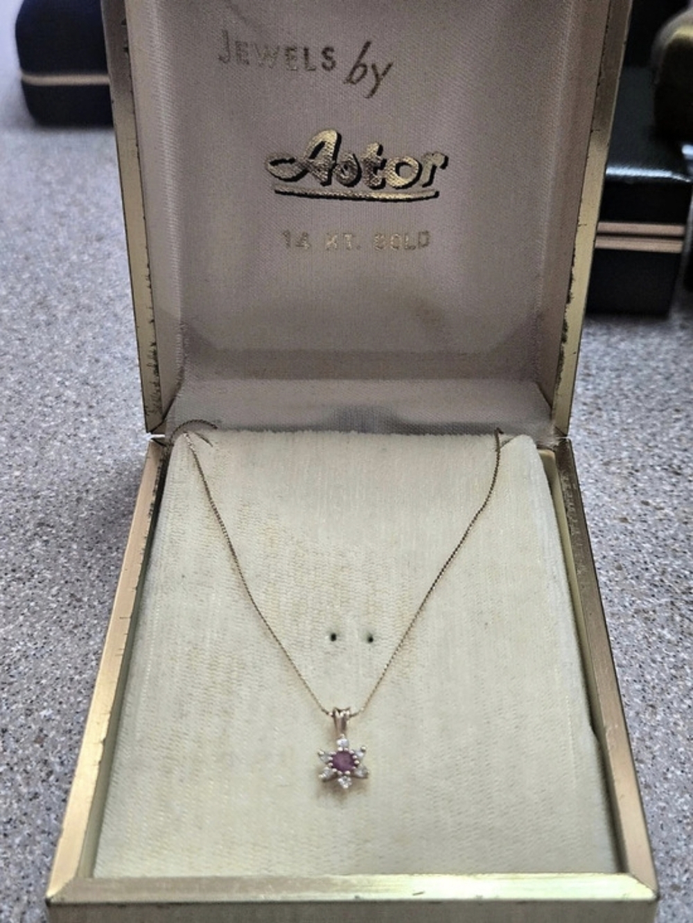 Astor Pink Floral Pendant Necklace With Small Diamonds, 14k Necklace